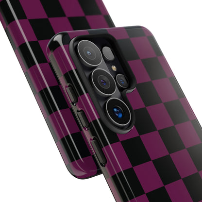 Trendy Plum & Black Checked Pattern Phone Case - Purple Phone Case
