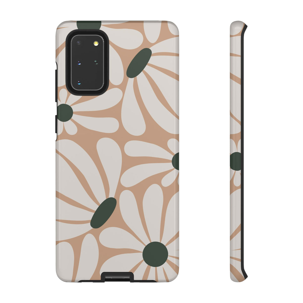 Retro Beige & White Daisy Pattern Phone Case - Beige Phone Case - Samsung Galaxy S20+ / Glossy