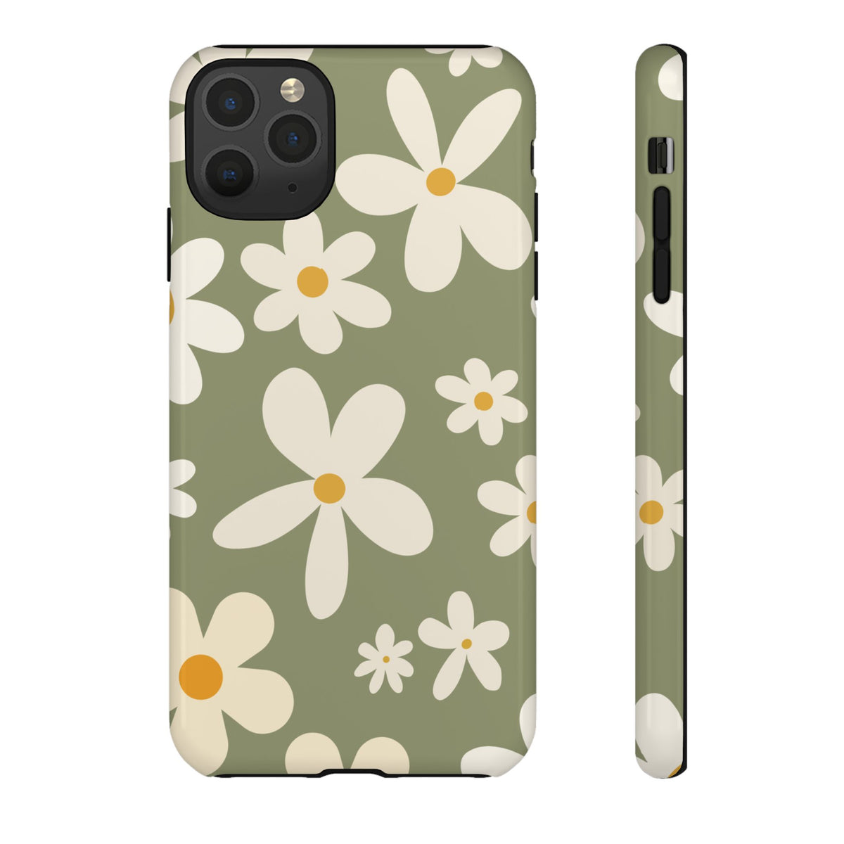 Chic Green Daisy Pattern Phone Case - Green Phone Case - iPhone 11 Pro Max / Glossy