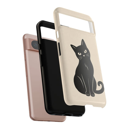 Minimalist Cream & Black Cat Phone Case
