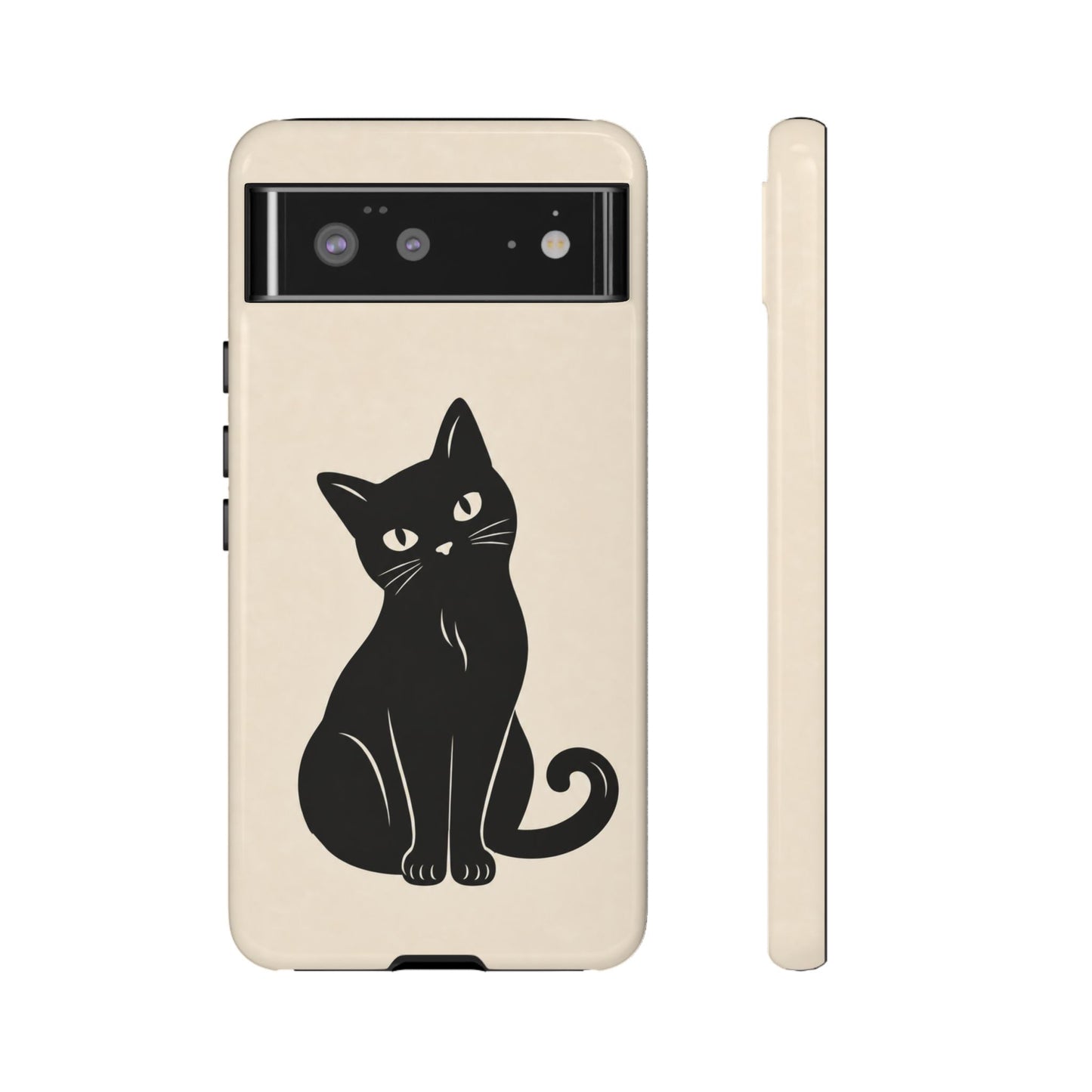 Minimalist Cream & Black Cat Phone Case