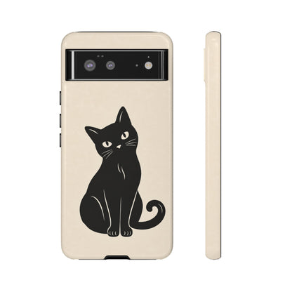 Minimalist Cream & Black Cat Phone Case