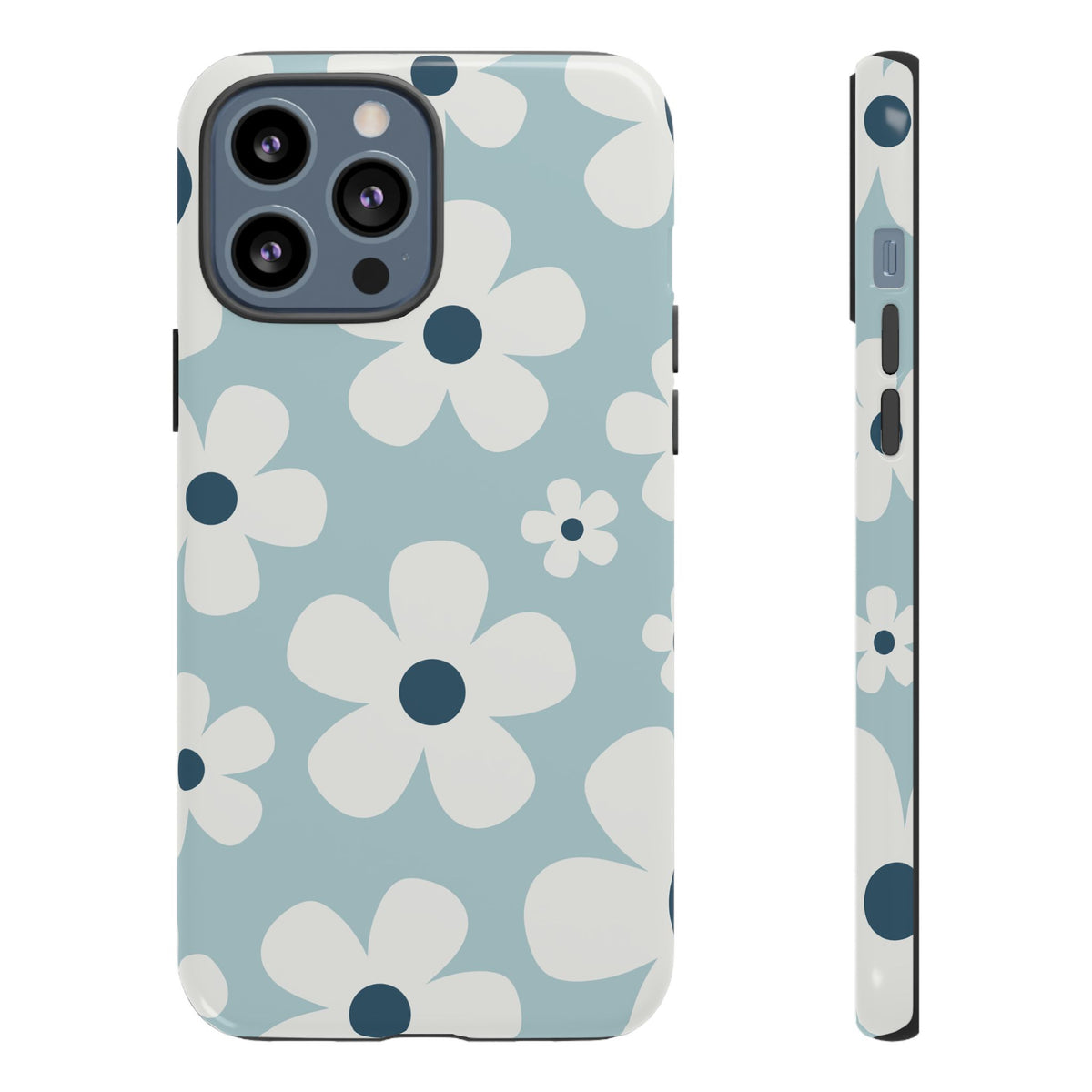 Cute Light Blue Daisy Pattern Phone Case - Blue Phone Case - iPhone 13 Pro Max / Glossy