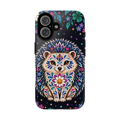Vibrant Purple and Teal Calavera Hedgehog Phone Case - Multicolor Phone Case - iPhone 16 / Glossy