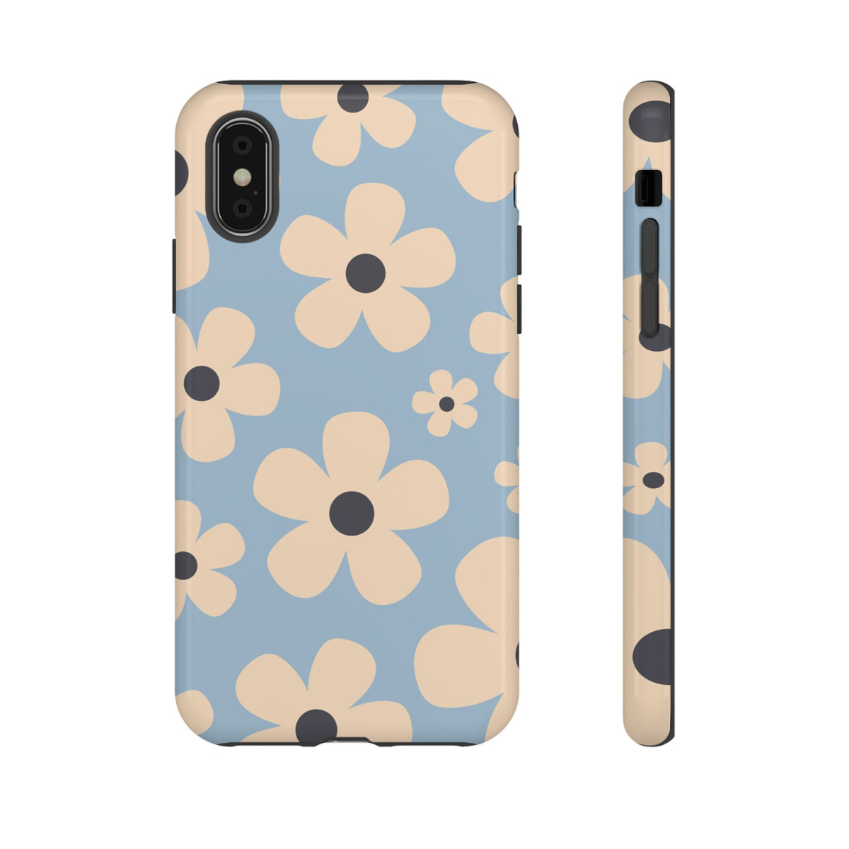 Cute Light Blue & Cream Daisy Pattern Phone Case - Blue Phone Case - iPhone X / Glossy