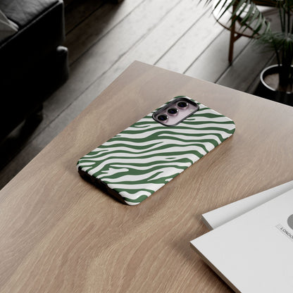 Stylish Sage Zebra Print Phone Case