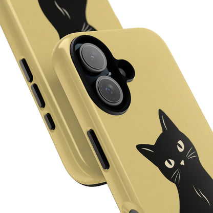 Minimalist Butter Yellow & Black Cat Phone Case