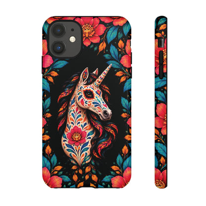 Elegant Pink and Turquoise Calavera Unicorn Phone Case - Phone Case - iPhone 11 / Glossy