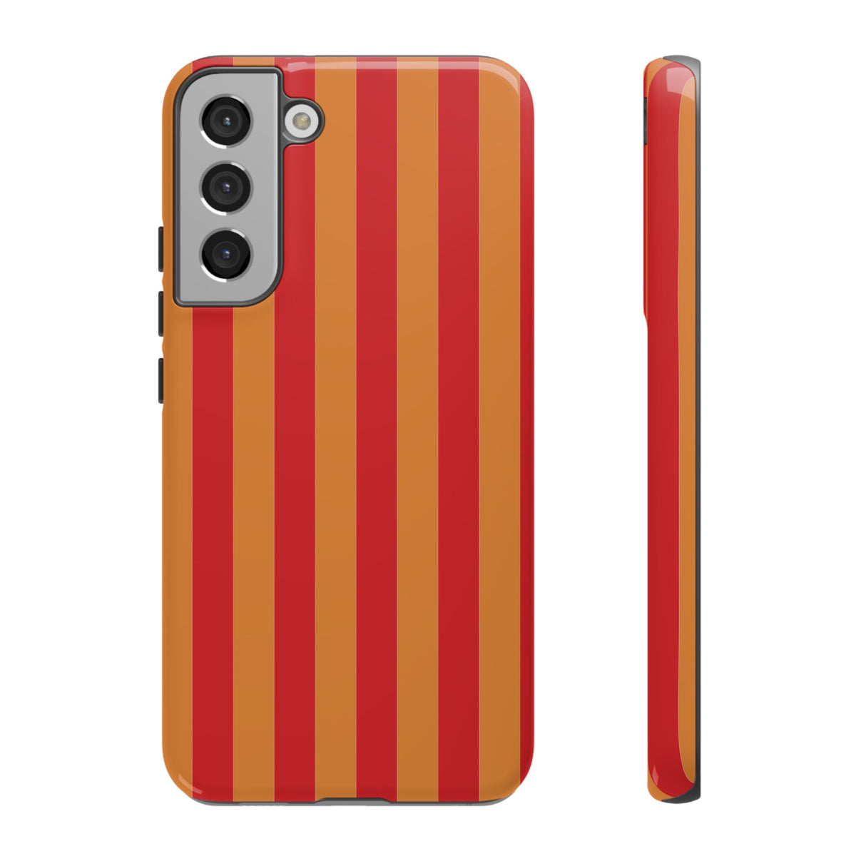 Orange & Red Stripe Pattern Phone Case - Orange Phone Case - Samsung Galaxy S22 Plus / Glossy