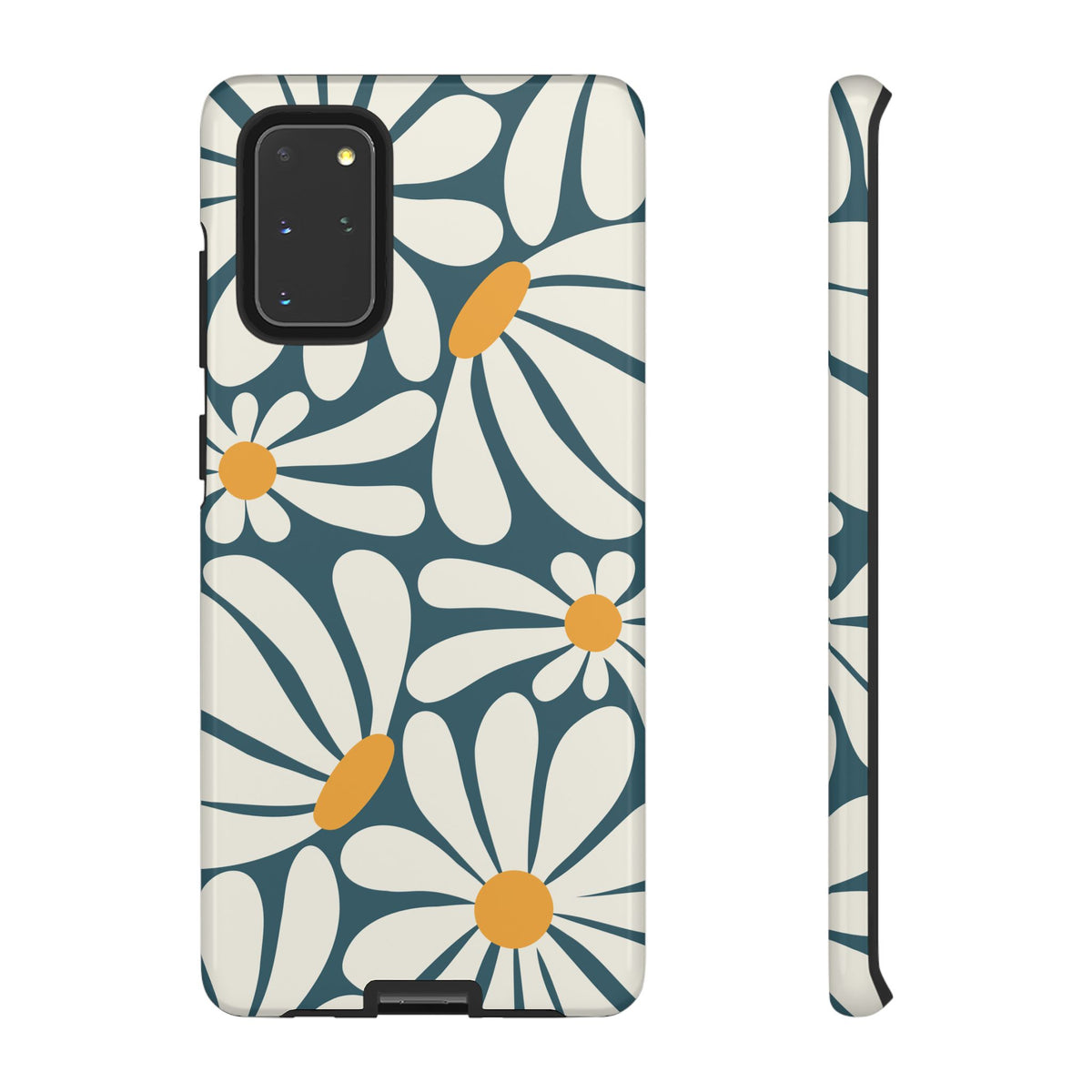 Retro Blue Daisy Pattern Phone Case - Blue Phone Case - Samsung Galaxy S20+ / Glossy