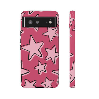 Raspberry Pink Doodle Star Phone Case