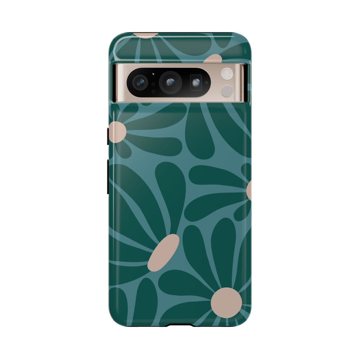Retro Turquoise Daisy Pattern Phone Case - Green Phone Case - Google Pixel 8 Pro / Glossy
