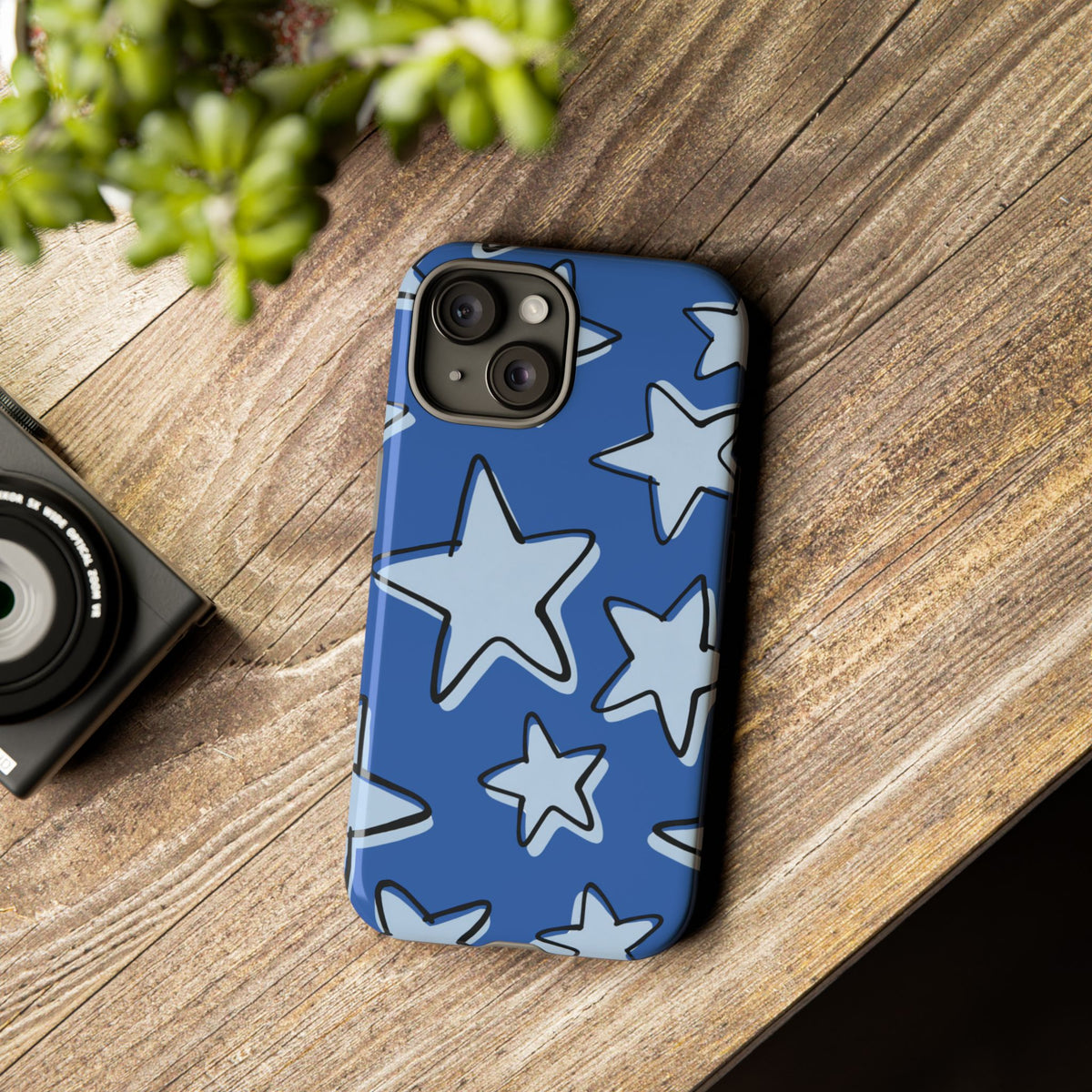 Cobalt Blue Doodle Star Phone Case