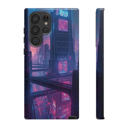 Neon Cyberpunk Megacity Sci-fi Phone Case - Blue Phone Case - Samsung Galaxy S22 Ultra / Glossy