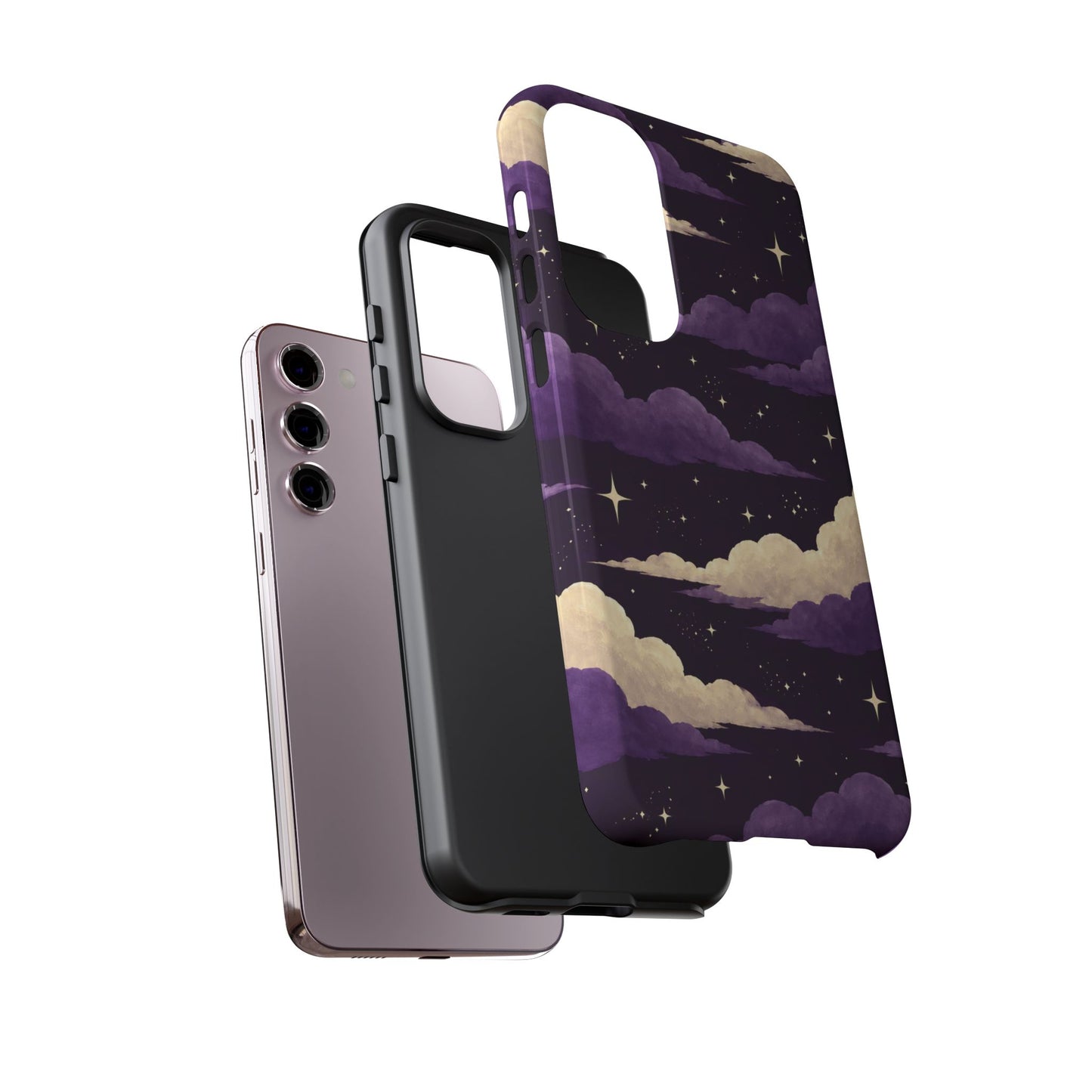 Illustrated Purple Clouds & Stars Phone Case