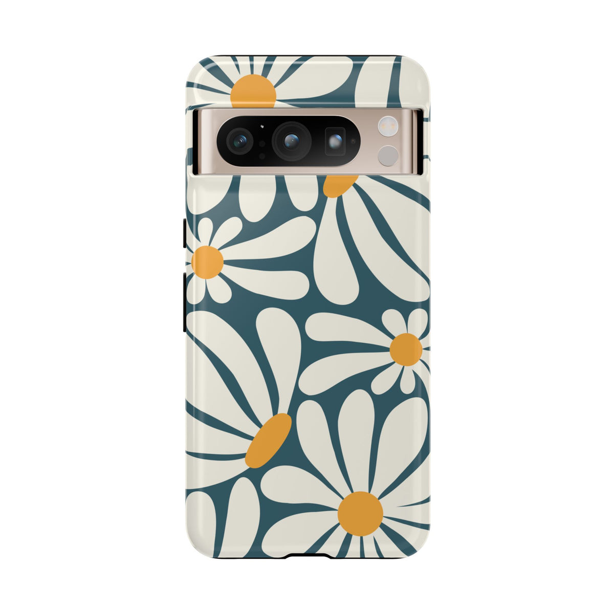 Retro Blue Daisy Pattern Phone Case - Blue Phone Case - Google Pixel 8 Pro / Glossy