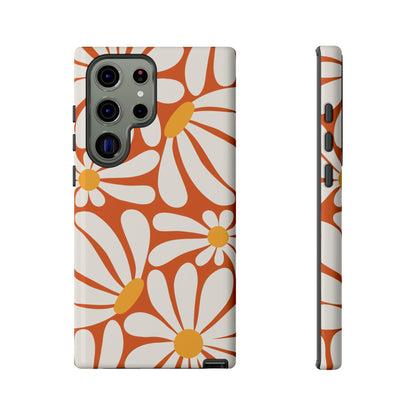 Retro Orange Daisy Pattern Phone Case - Orange Phone Case - Samsung Galaxy S23 Ultra / Glossy
