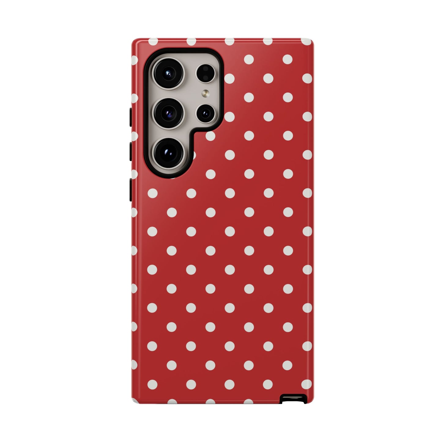 Samsung Galaxy S24 Ultra / Glossy Phone Case - Red with White Dot Pattern Phone Case