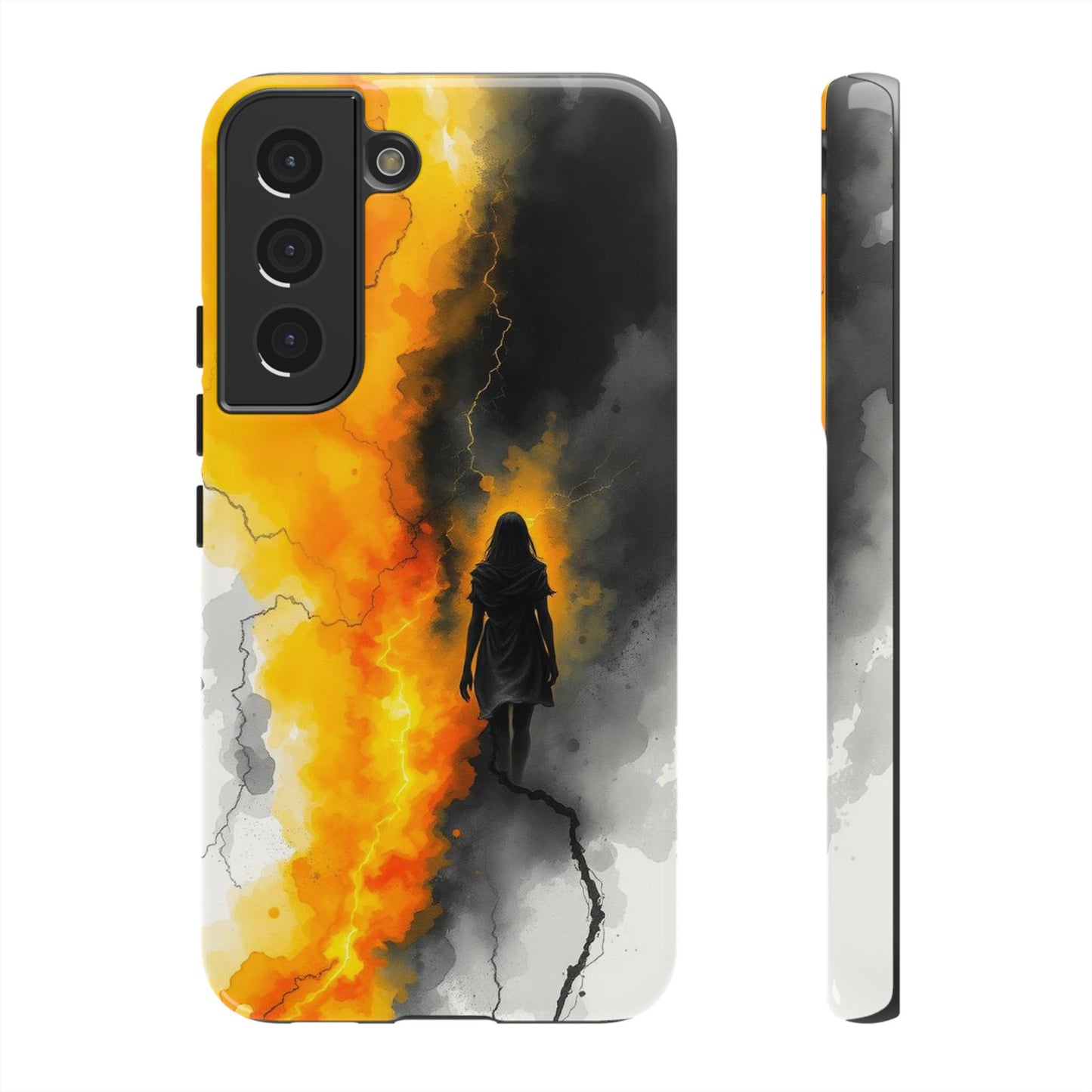Samsung Galaxy S22 / Glossy Phone Case - Watercolour Gothic Silhouette of a Woman Phone Case