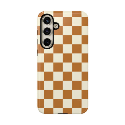 Orange & White Checked Pattern Phone Case - Orange Phone Case - Samsung Galaxy S24 Plus / Glossy