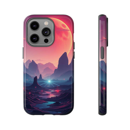 iPhone 14 Pro / Glossy Phone Case - Alien Moon Landscape Design Phone Case