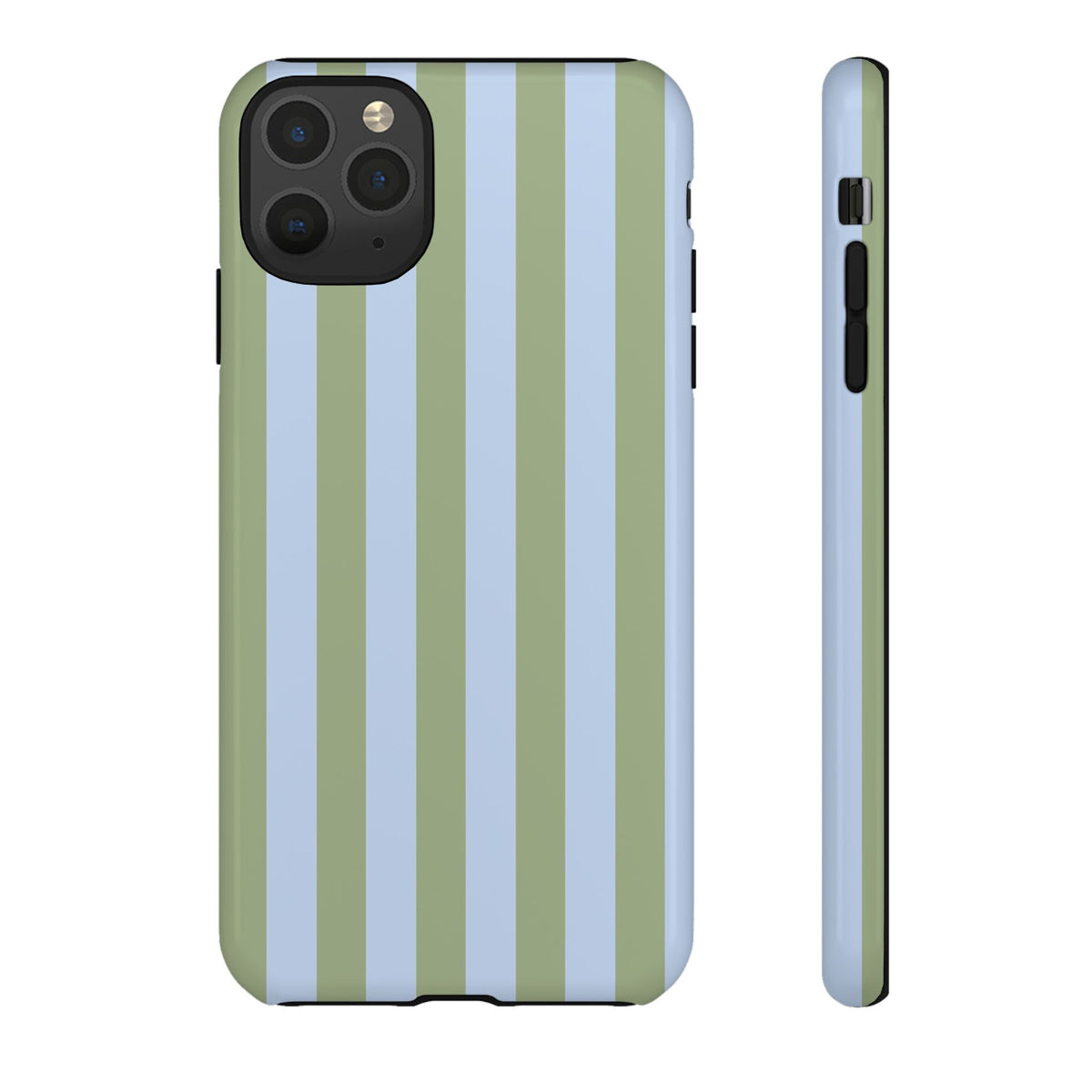 Trendy Ice Blue & Green Stripe Pattern Phone Case - Blue Phone Case - iPhone 11 Pro Max / Glossy