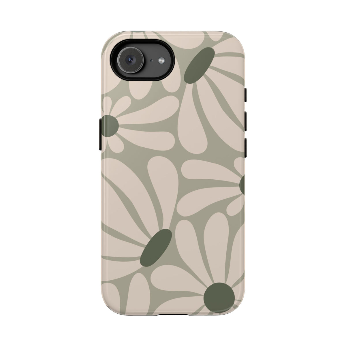 Retro Cream & Green Daisy Pattern Phone Case - White Phone Case - iPhone 17e / Glossy