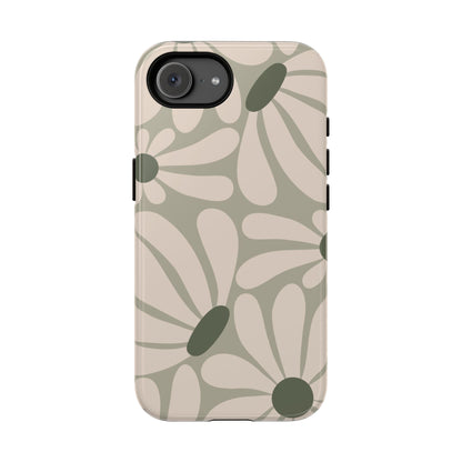 Retro Cream & Green Daisy Pattern Phone Case - White Phone Case - iPhone 17e / Glossy