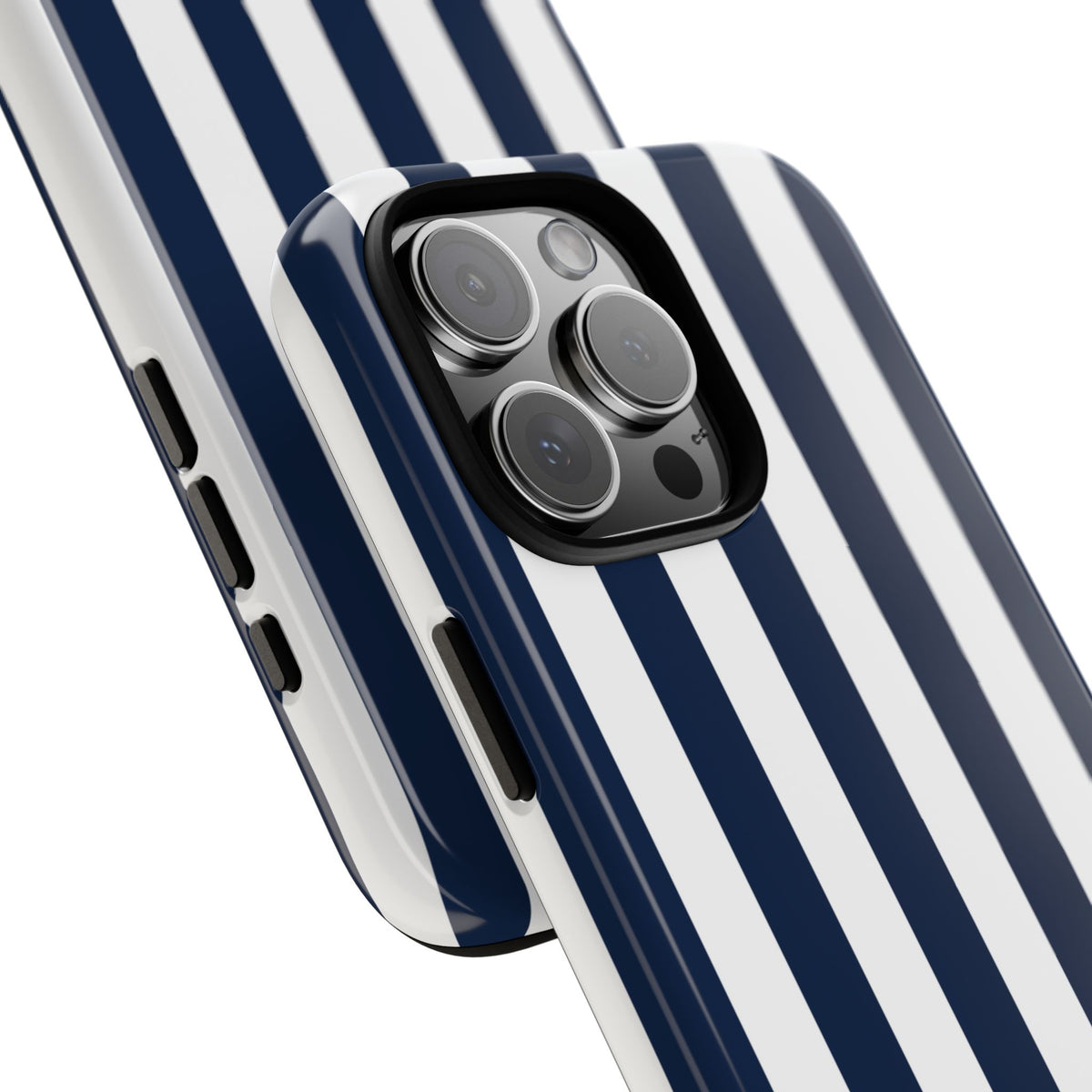 Simple Dark Blue & White Stripe Pattern Phone Case - White Phone Case