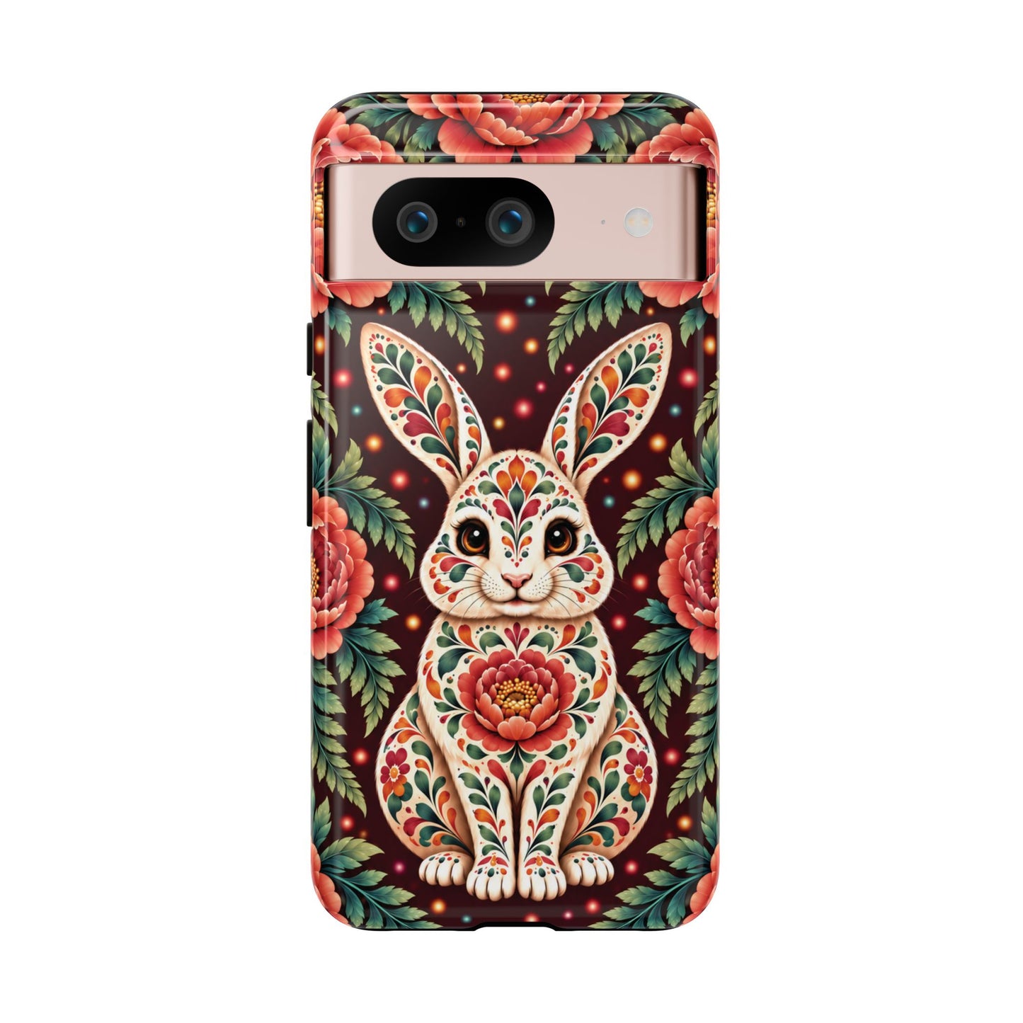 Cute Terracotta and Teal Calavera Bunny Phone Case - Phone Case - Google Pixel 8 / Glossy