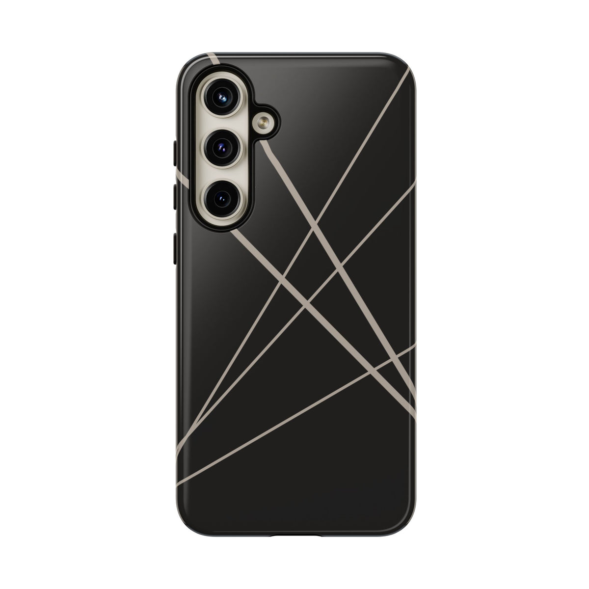 Abstract Black with Grey Lines Phone Case - Black Phone Case - Samsung Galaxy S24 Plus / Glossy