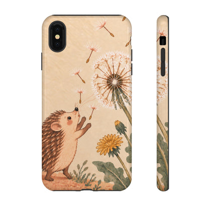 Whimsical Cream Hedgehog and Dandelion Phone Case - White Phone Case - iPhone XS MAX / Glossy