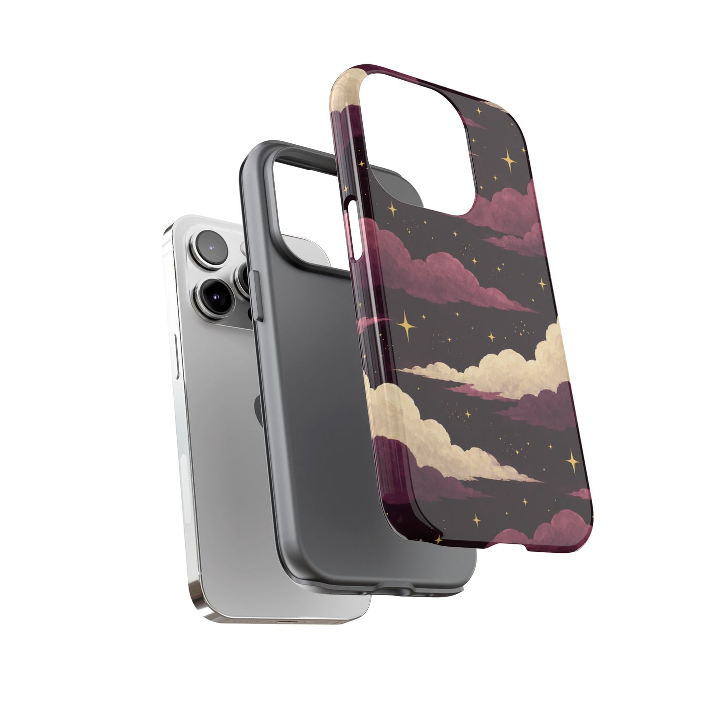 Illustrated Plum Clouds & Stars Phone Case