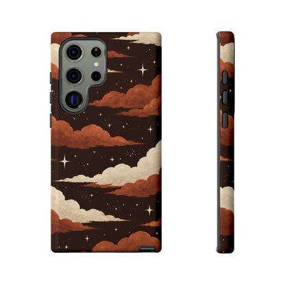 Illustrated Burnt Orange Clouds & Stars Phone Case