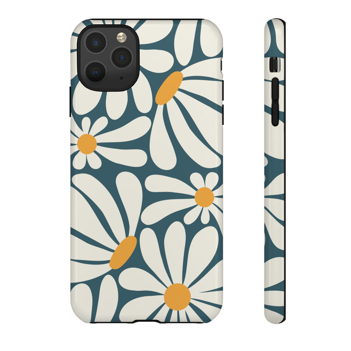 Retro Blue Daisy Pattern Phone Case - Blue Phone Case - iPhone 11 Pro Max / Glossy
