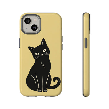 Minimalist Butter Yellow & Black Cat Phone Case