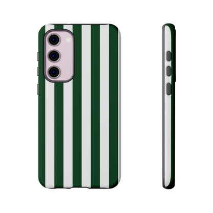 Samsung Galaxy S23 Plus / Glossy Phone Case - Simple Dark Green & White Stripe Pattern Phone Case