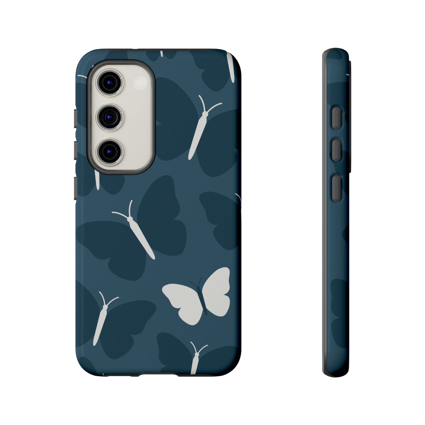 Minimalist Dark Blue Butterfly Pattern Phone Case - Blue Phone Case - Samsung Galaxy S23 / Glossy
