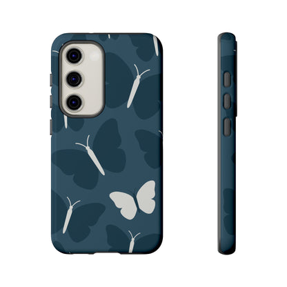 Minimalist Dark Blue Butterfly Pattern Phone Case - Blue Phone Case - Samsung Galaxy S23 / Glossy
