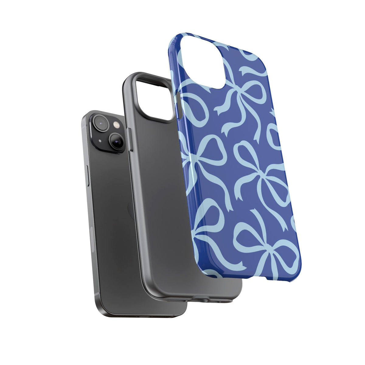 Bold Cobalt Blue and Powder Blue Bow Pattern Phone Case