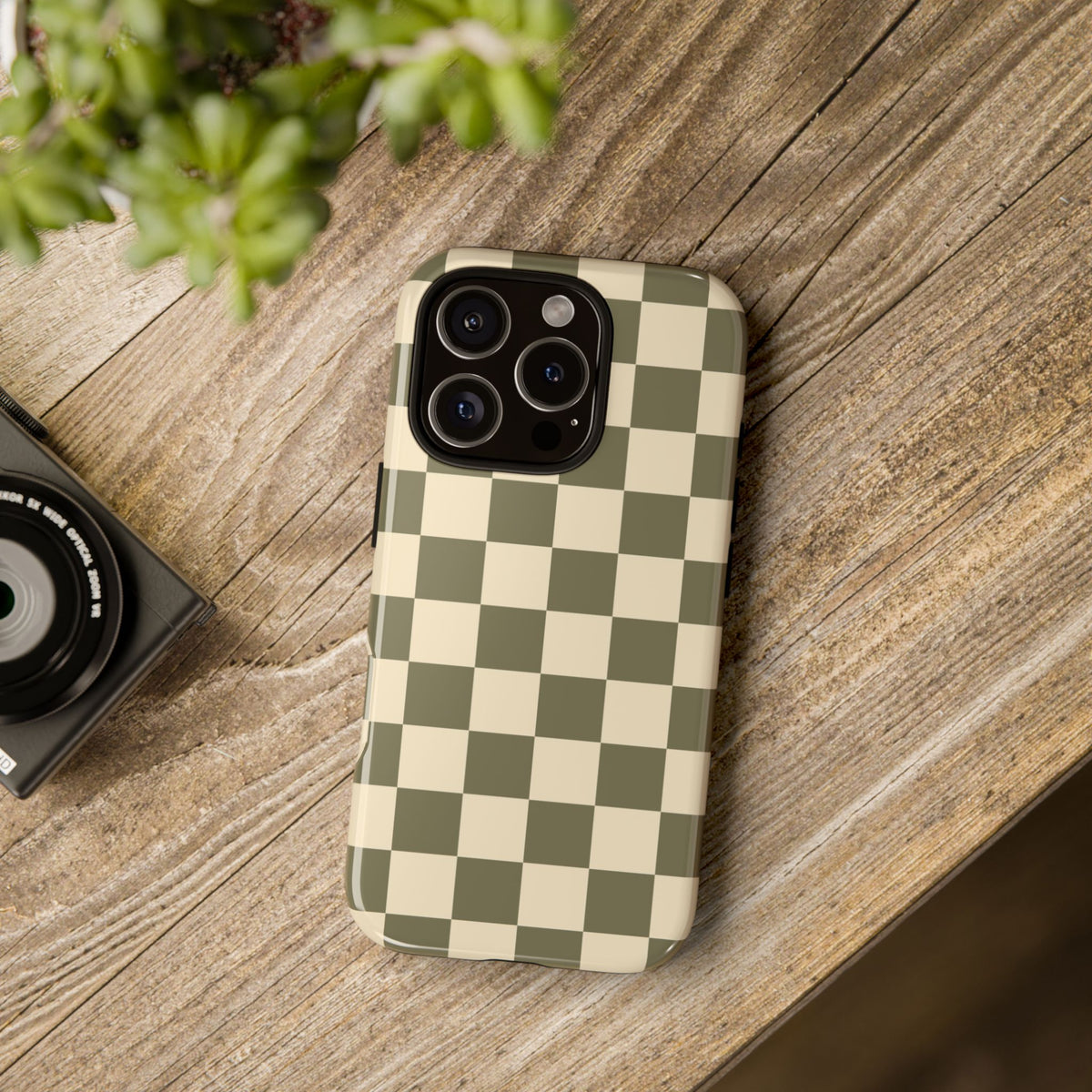 Green Checked Pattern Phone Case - Green Phone Case