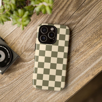 Green Checked Pattern Phone Case - Green Phone Case