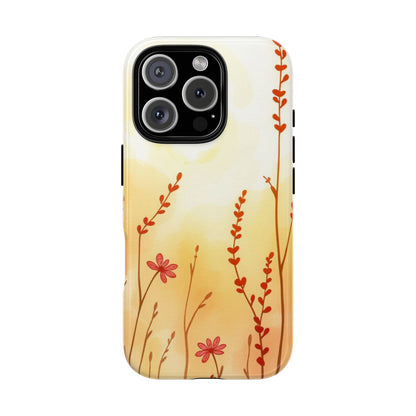 Boho Chic Watercolour Wildflower Dusk Pattern Phone Case - Multicolor Phone Case - iPhone 16 Pro / Glossy