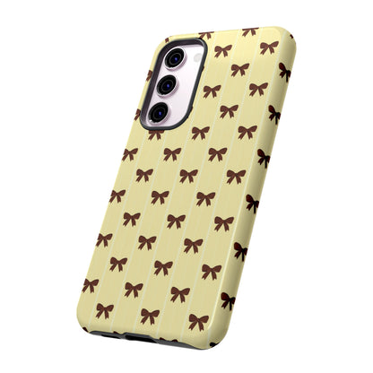 Retro Chocolate Brown Bow Pattern Phone Case