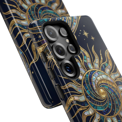 Elegant Navy & Gold Solar Spiral Phone Case