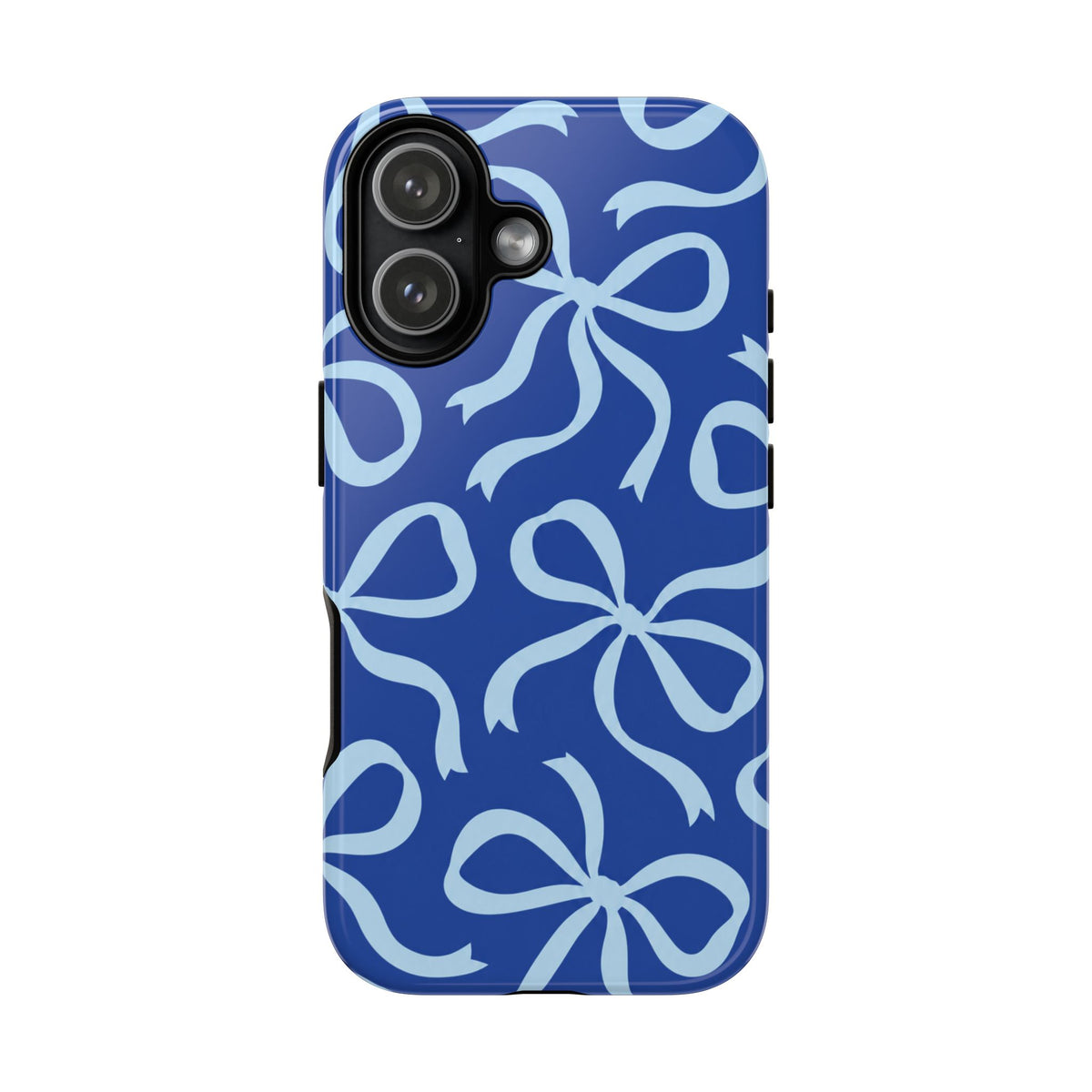 Bold Cobalt Blue and Powder Blue Bow Pattern Phone Case