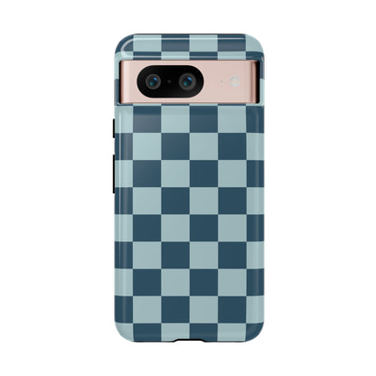 Blue Checked Pattern Phone Case - Blue Phone Case - Google Pixel 8 / Glossy
