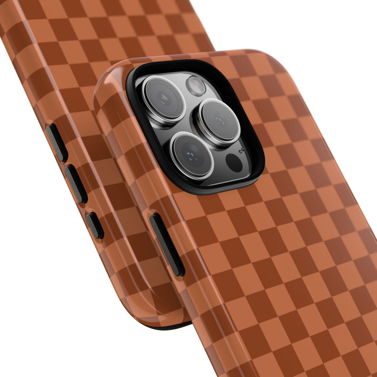 Bold Brown Small Checked Pattern Phone Case - Brown Phone Case
