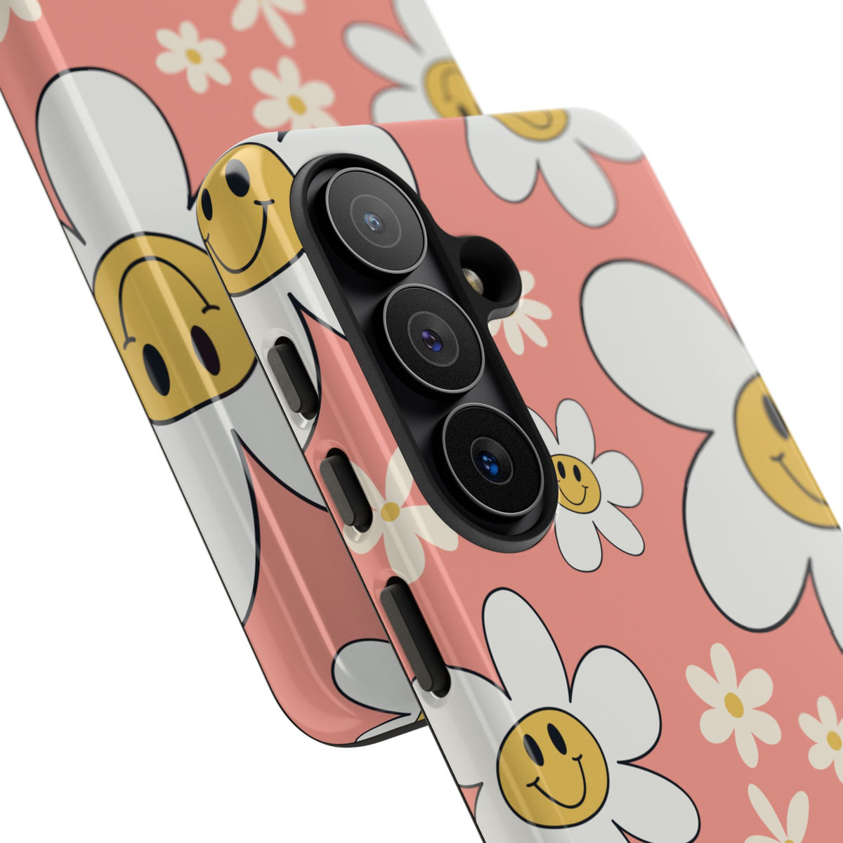 Fun Retro Daisy Pattern with Pink Background Phone Case - Pink Phone Case
