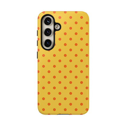 Samsung Galaxy S24 / Glossy Phone Case - Trendy Yellow & Orange Dot Pattern Phone Case
